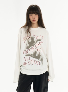 ARCHIVUM(ARC) 复古原创手绘手掌印花水洗套头长袖慵懒卫衣秋