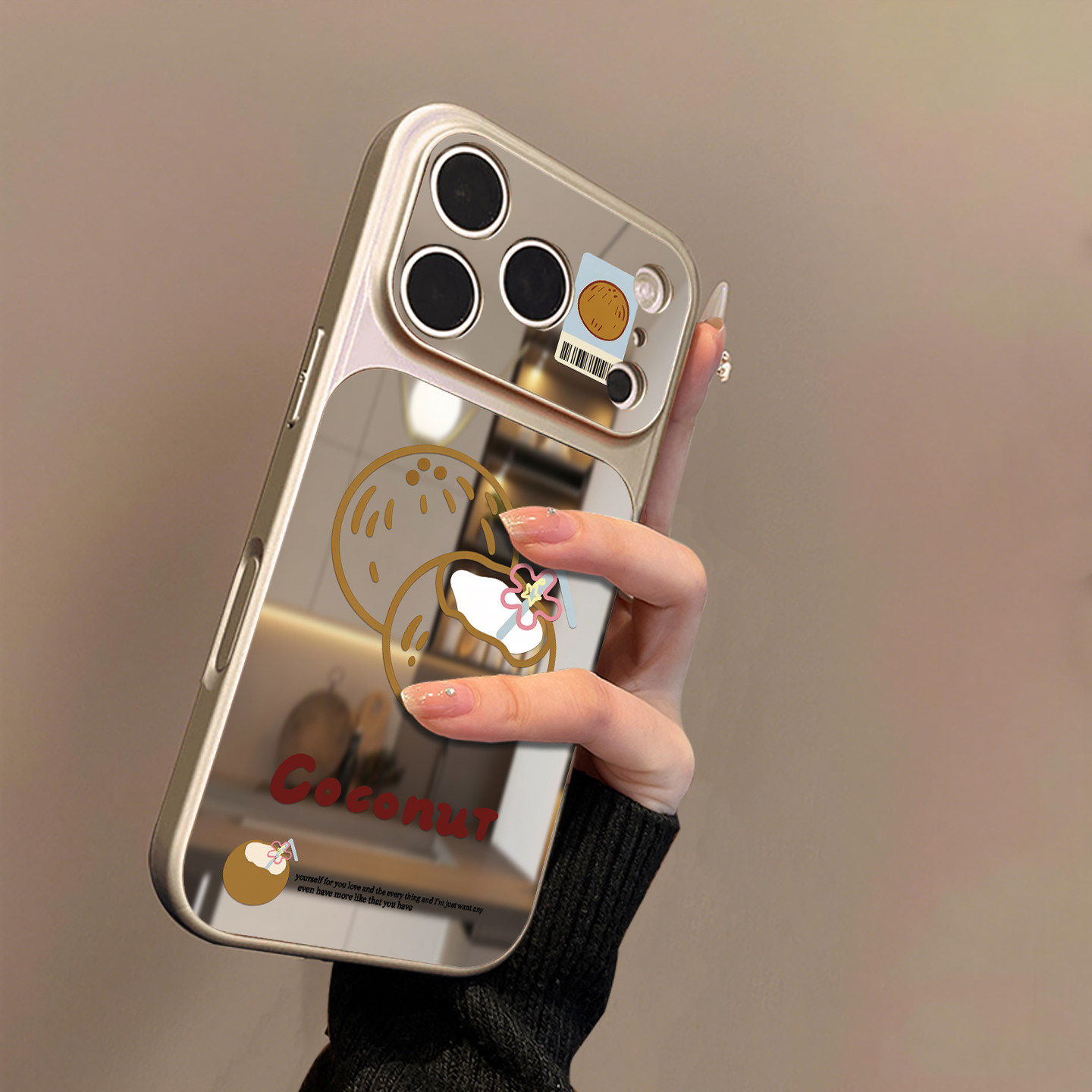 线条椰子适用苹果17promax手机壳iPhone16pro新款15plus防摔14镜面男13pro女款17air情侣12全包11pro保护套