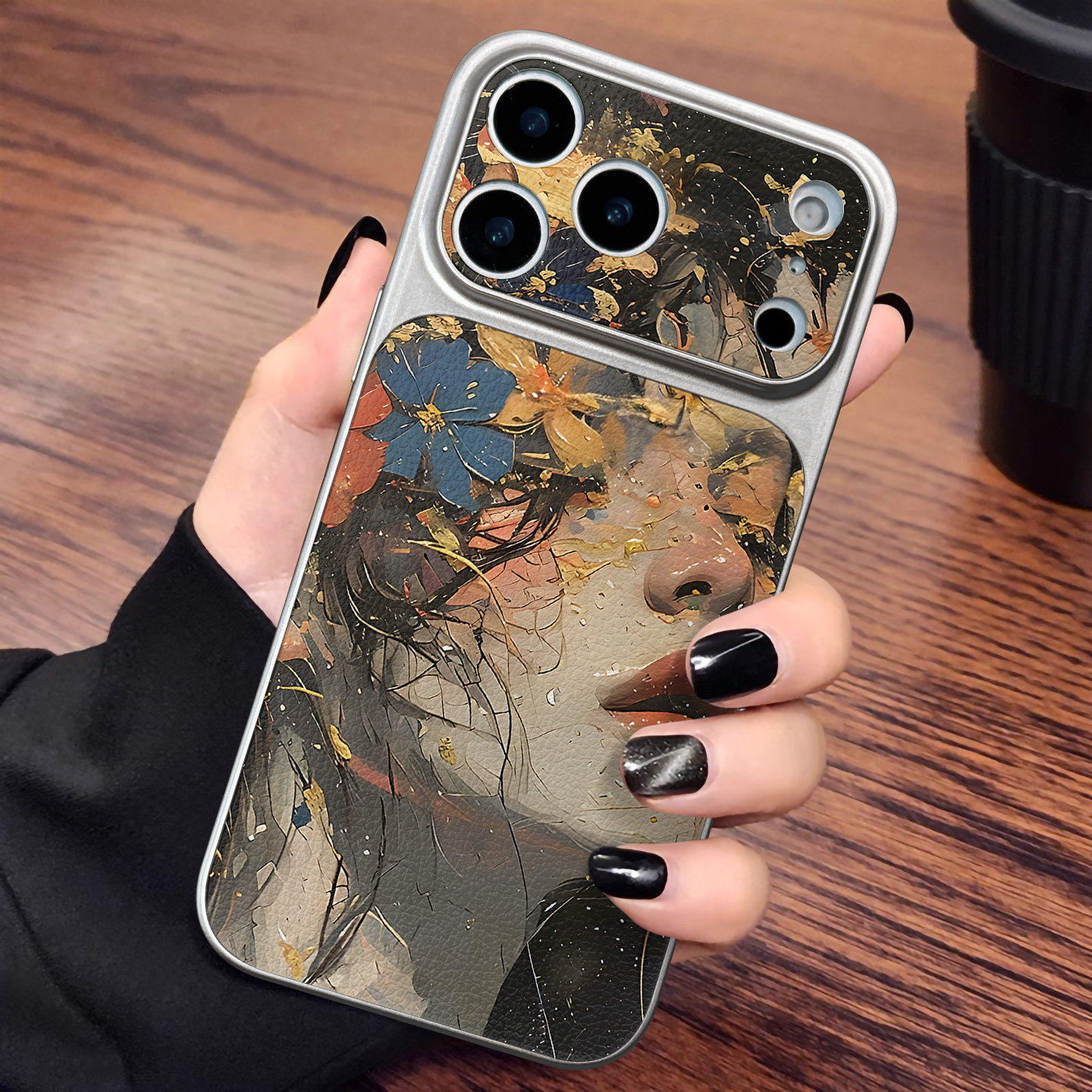 适用于苹果17promax手机壳新款素皮繁花似锦套全包大视窗高级感网红13简约14外iphone15防摔16pro软