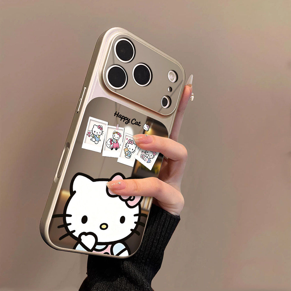 相片粉猫适用苹果17promax手机保护壳iPhone16pro新款16plus镜面15大视窗套矽胶14防摔13女款全包air秒变17高