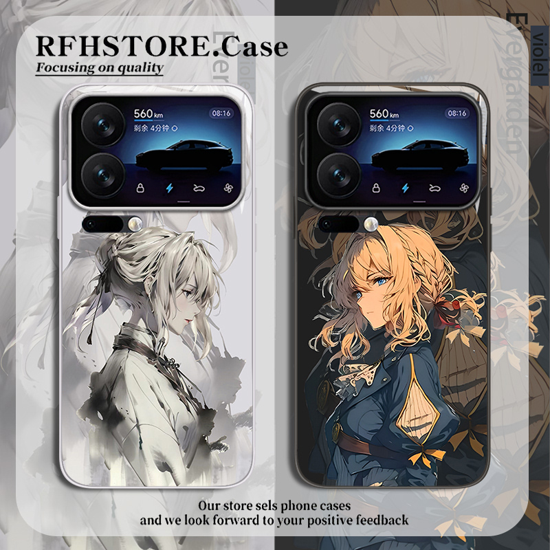 紫罗兰永恒花园适用小米15pro手机壳14红米k80薇尔莉特70/13Ultra玻璃note12新款11动漫60卡通50女10男40套30