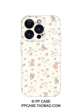 卡通碎花兔子 适用苹果17手机壳iPhone16华为p70nova13mate60小米15可爱opporen14vivox200荣耀300菲林保护套
