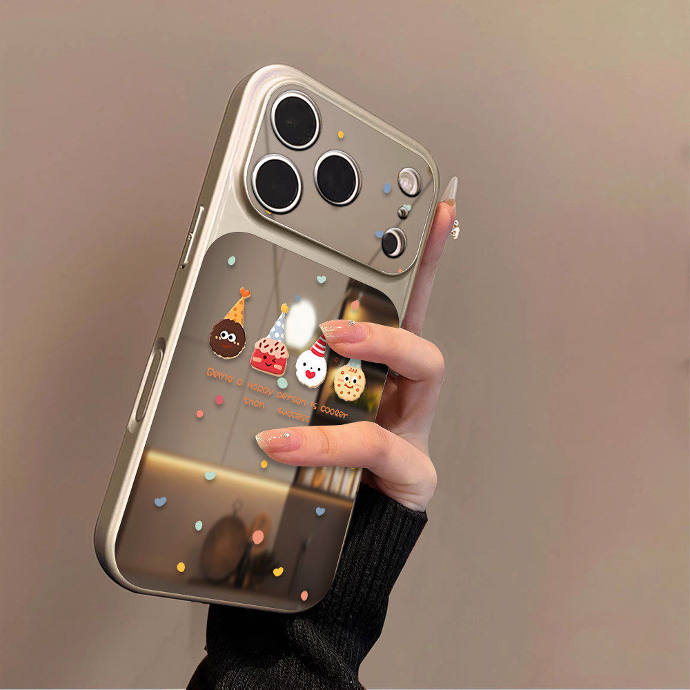 甜趣饼干适用苹果17手机保护壳iphone17promax新款16pro镜面15镜头全包14防摔13带镜子高级感小众女秒变17大