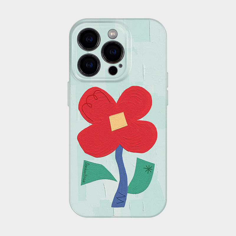 一朵红花 适用iPhone16苹果17promax手机壳新款15女生简约ins小众14艺术感13独特超好看pura80华为mate70pro