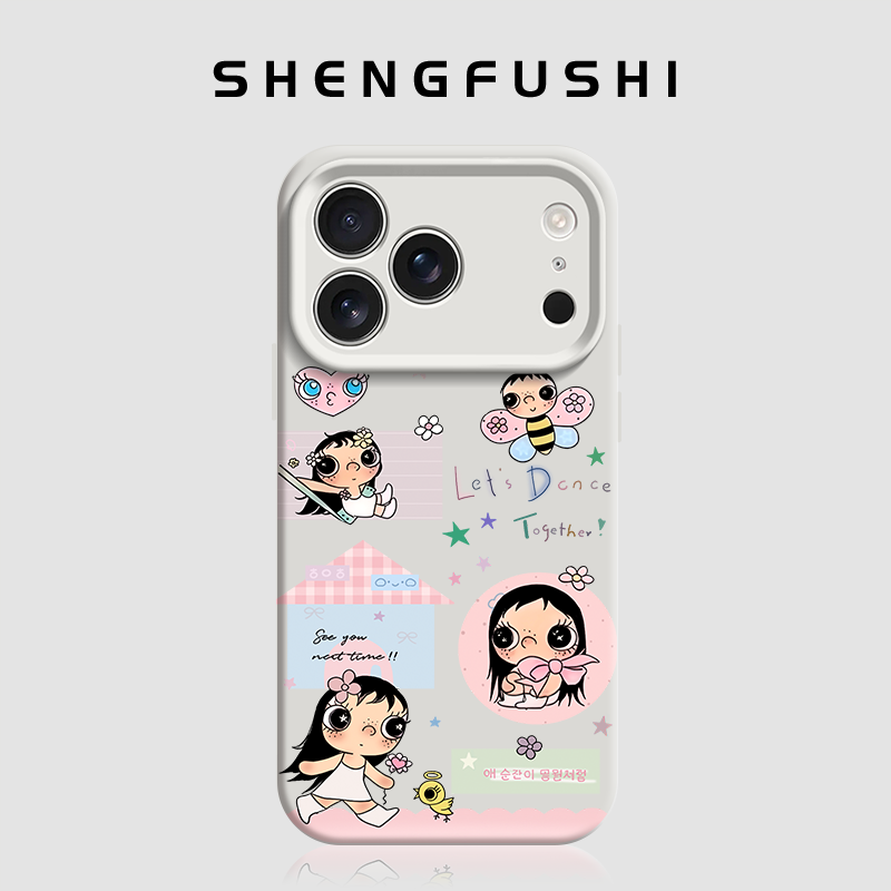 蜜蜂小玉yuy适用苹果17promax手机壳iphone17pro新款17pro网红16pro液态硅胶14卡通女15爆款13防摔12高级感J
