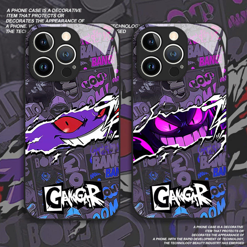恶魔耿鬼适用苹果17手机壳iphone16promax宝可梦15潮牌14plus动漫13mini玻璃12新款11黑色x男生8套xr/xs/7/se