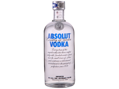 进口 Absolut绝对伏特加原味700ml×1瑞典进口洋酒鸡尾酒基酒特调
