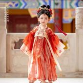 汉服女童2026新款 演出服古风连衣裙 中国风仙气襦裙红色春款