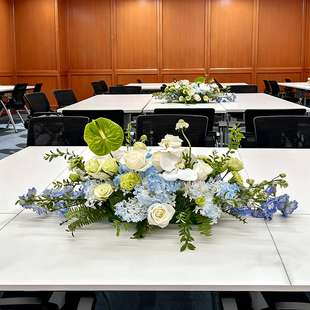 会议桌摆花仿真花会议室桌面装饰假花摆设商务长桌中间签约桌花