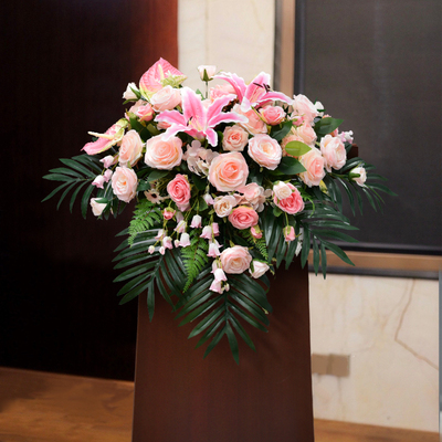 商务演讲台花百合发言台仿真花