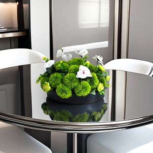酒店圆桌中间装饰摆件花餐厅包厢餐桌花摆花会议桌花仿真花摆台花