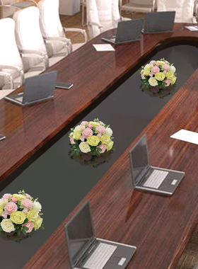 会议桌摆花假花仿真花摆设会议室桌面中间摆件餐桌装饰商务小桌花