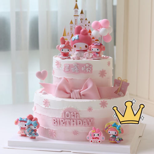 上海宝宝粉色公主生日蛋糕儿童复古双满月周岁Hello kitty猫蛋糕