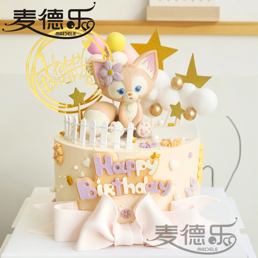 上海川沙妲己迪士尼玲娜贝儿蝴蝶结女宝宝周岁满月百日宴生日蛋糕