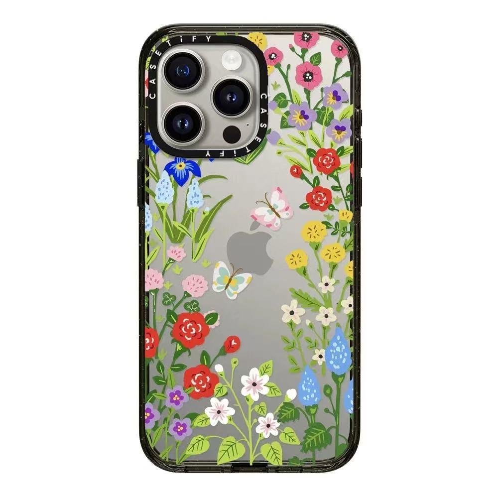 潮牌彩色花朵蝴蝶苹果16手机壳14适用13iphone万物复苏15Pr