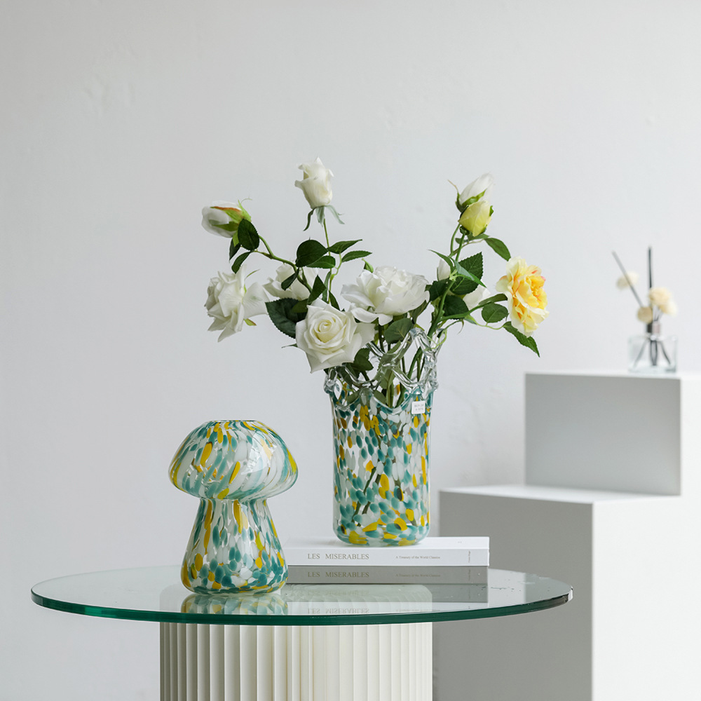 Edelweiss北欧简约小清新淡彩色斑点小口水培玻璃花瓶摆件