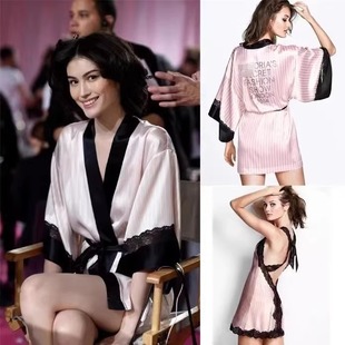 维多利性感睡衣女蕾丝吊带睡裙女趴体聚会派对冰丝睡袍女两件套装