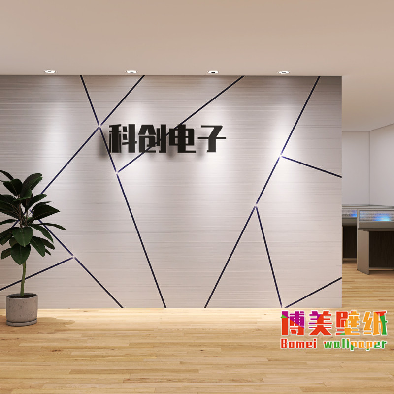 科技感墙纸几何线条工业风it公司前台背景墙金属电路板办公室壁纸