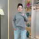 大码 上衣 胖mm显瘦百搭保暖内搭针织衫 女装 纯色套头半高领毛衣冬季