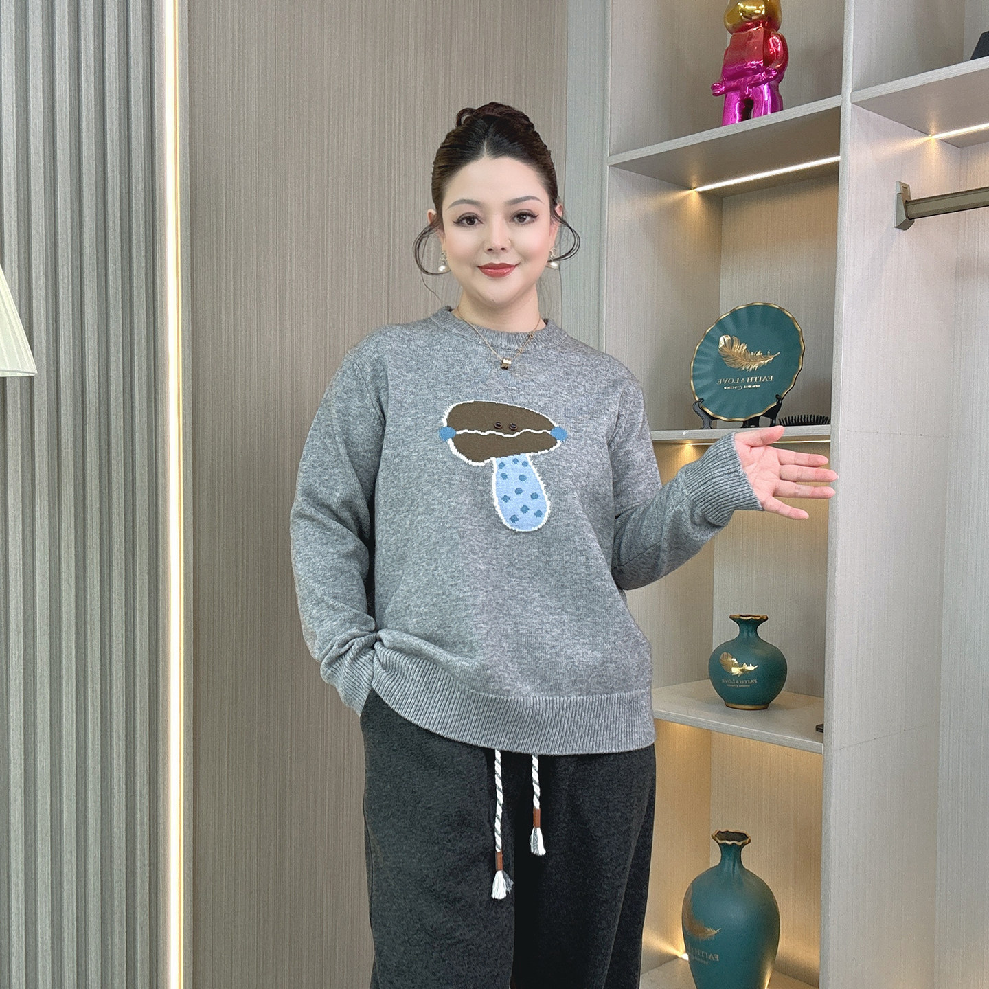 大码女装圆领针织衫冬季新款胖mm宽松显瘦加厚保暖慵懒感内搭毛衣,女装/女士精品,大码内搭,淘宝优惠券,粉丝福利购,淘宝优惠卷