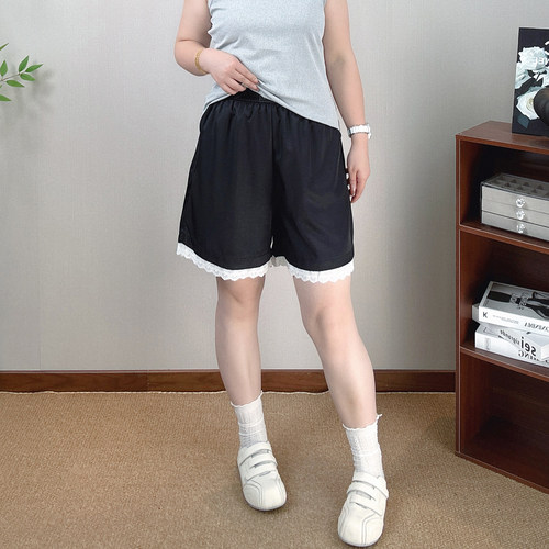 花边蕾丝阔腿短裤女夏大码五分裤