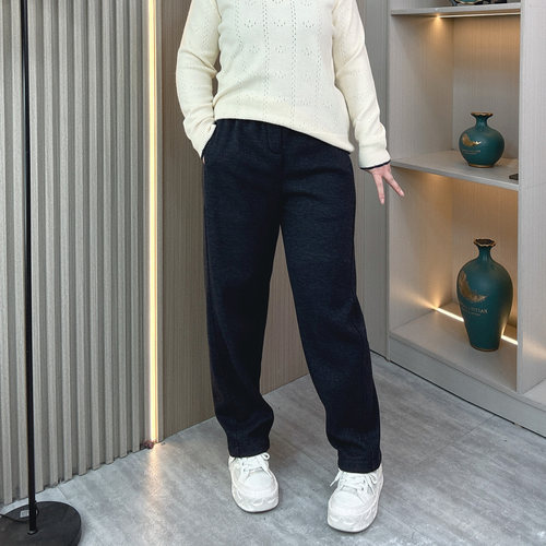 哈伦裤女冬季加厚保暖摇粒绒毛呢