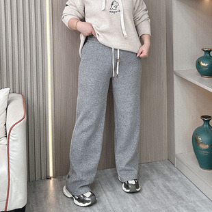 胖mm高腰显瘦阔腿裤 软糯加绒直筒休闲裤 女装 大码 子 女2026秋冬新款