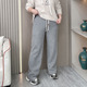 女2025秋冬新款 大码 女装 软糯加绒直筒休闲裤 胖mm高腰显瘦阔腿裤 子