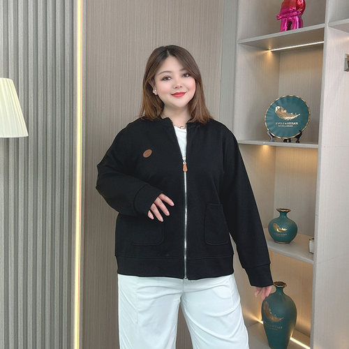 大码春装时尚休闲棒球服卫衣外套