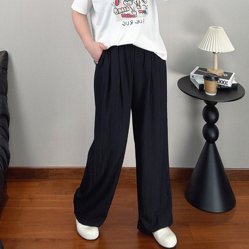 大码休闲裤女阔腿垂感直筒长裤子