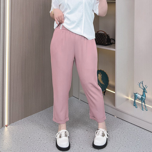 大码夏季高级感九分冰丝烟管裤子