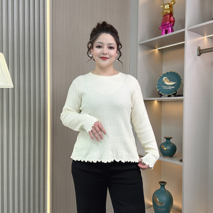 木耳边打底衫女2025新款大码胖mm秋冬内搭黑色半高领毛衣针织上衣