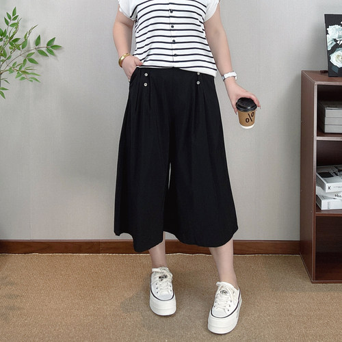 夏季薄款速干阔腿裤女大码七分裤