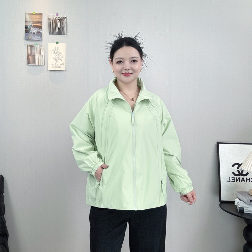 大码立领拉链防风雨冲锋衣女外套