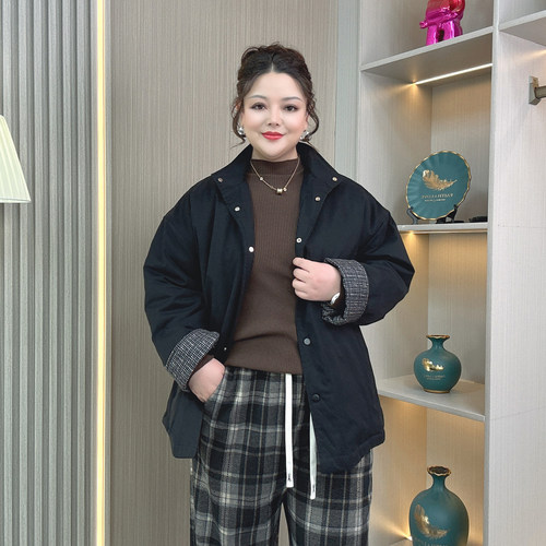 大码胖mm秋冬季韩版宽松棉服外套