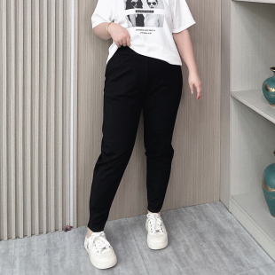 胖mm宽松显瘦弹力休闲萝卜哈伦裤 松紧腰裤 女装 大码 子2026春秋新款