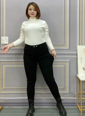 高腰打底裤女秋季外穿魔术裤冬加绒小脚铅笔裤弹力大码胖mm黑裤子