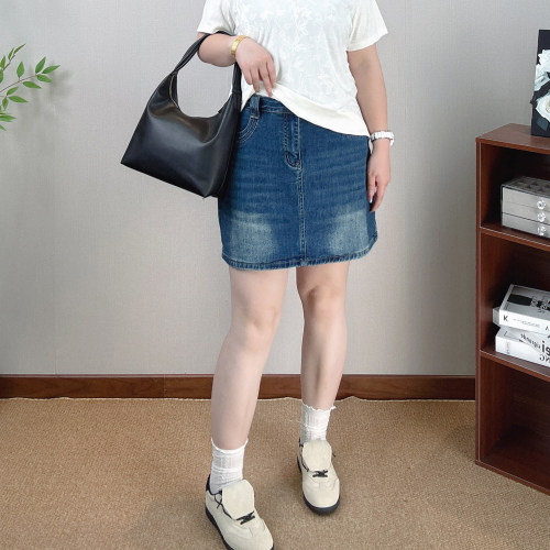 牛仔半身裙女大码防走光包臀短裙