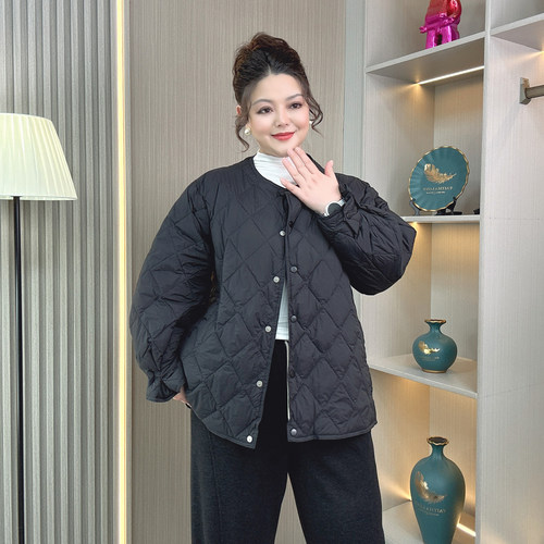 大码胖mm90白鸭绒轻薄羽绒服外套