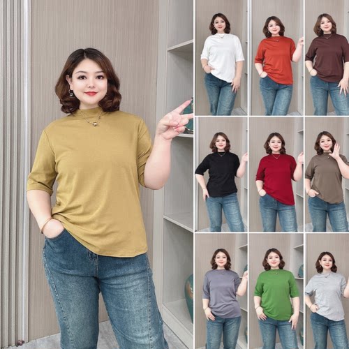 2025秋季大码中袖T恤显瘦打底衫