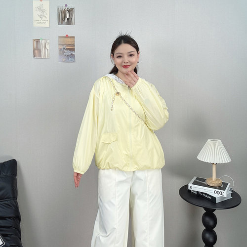 蕾丝帽轻薄防晒衣外套女大码夹克