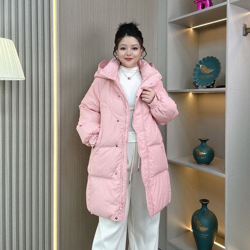 大码女装冬季保暖白鸭绒羽绒服