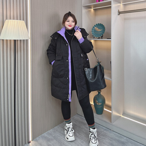 冬季大码白鸭绒保暖羽绒服女显瘦