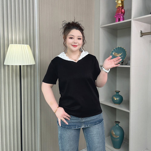 韩版春夏款蕾丝连帽短袖T恤上衣