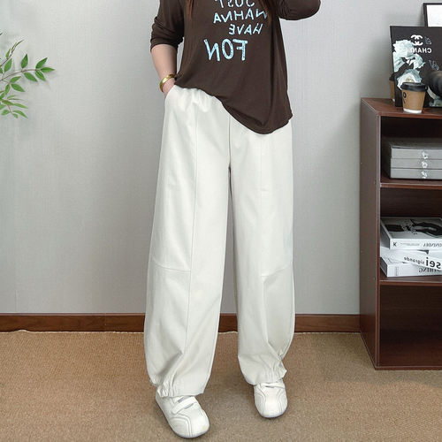 大码女装高腰阔腿裤女休闲九分裤
