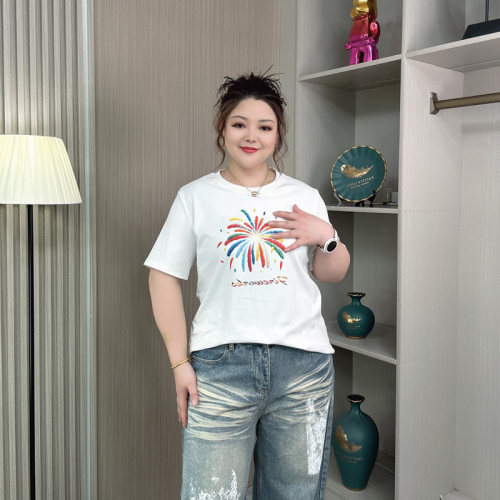 大码宽松纯棉正肩短袖T恤上衣女