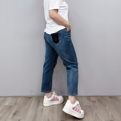 大码女装高腰显瘦夏季薄款牛仔裤