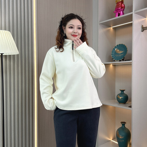 保暖加绒加厚半拉链立领卫衣内搭