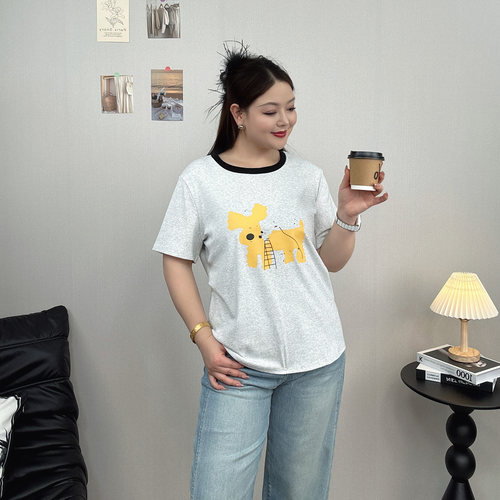 短袖T恤女大码显瘦遮肚休闲上衣