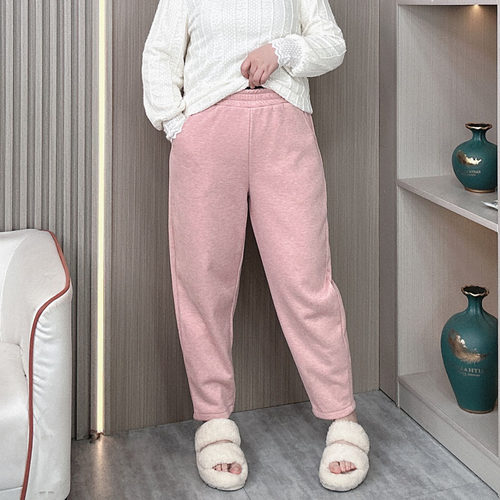 2025冬大码加绒女哈伦休闲裤显瘦